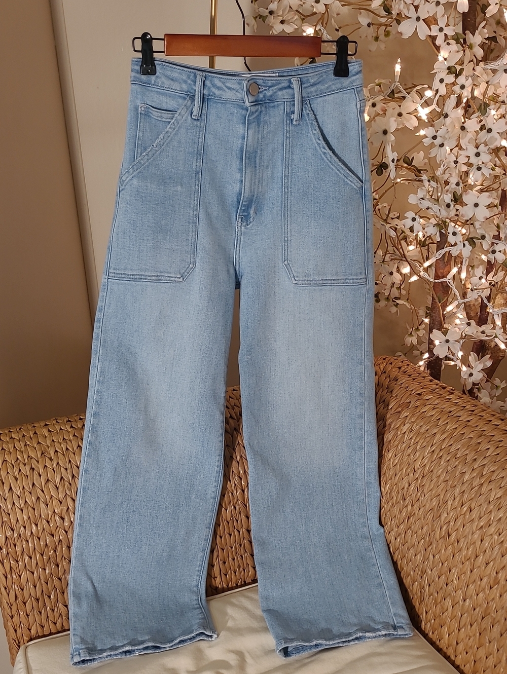 Just Black Light Blue High Waist Wide-Leg Crop Jeans